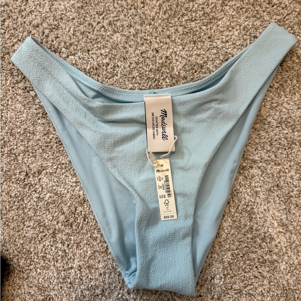 Madewell Pale Blue Textured Bikini Bottoms